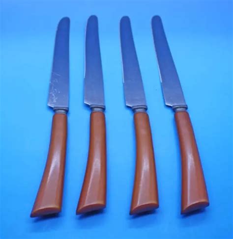 VINTAGE BURNS MFG Cvo. N.y. Bakelite /Stainless Steel Knives 4 Pieces $36.00 - PicClick