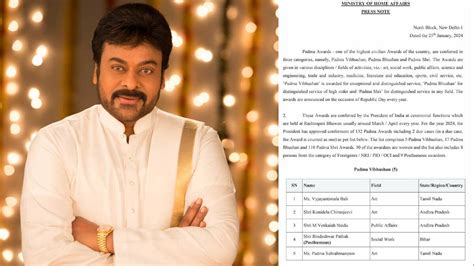 Chiranjeevi bestowed with Padma Vibhushan