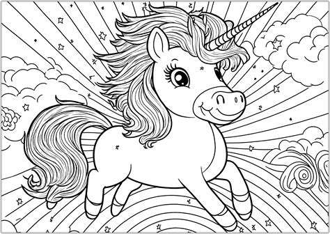 Flying Unicorn Coloring Pages