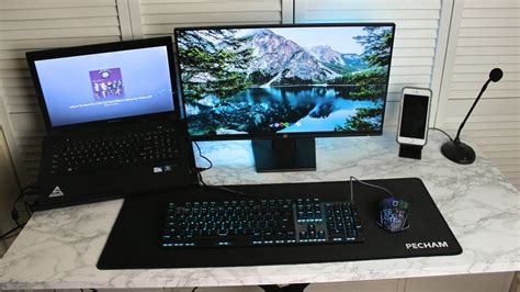 Dual Monitor Laptop Desk Setup - YouTube