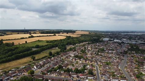 High Angle Beautiful View of British Village and Countryside of England ...