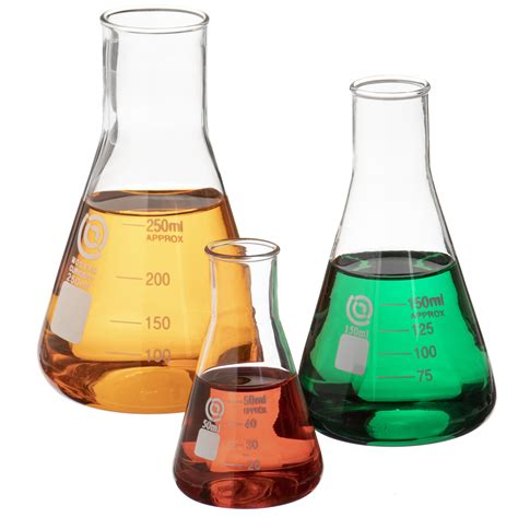 Glass Erlenmeyer Flask Set - Graduated Borosilicate Glassware ...