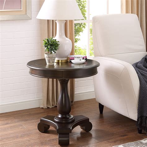 Roundhill Furniture Rene Round Wood Pedestal Side Table, Brown - Walmart.com