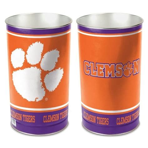 two orange and purple cups with clemson on them