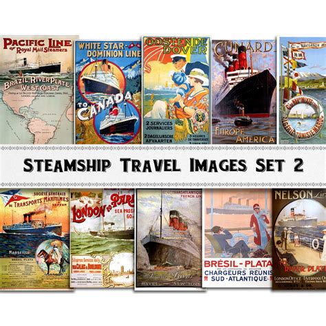 Ship Travel Poster Images Set 2 / Vintage Steamship Ephemera ...