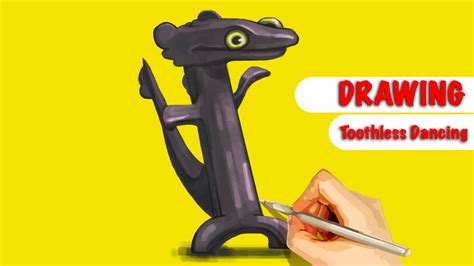 How to DRAW Toothless Dancing Meme - YouTube