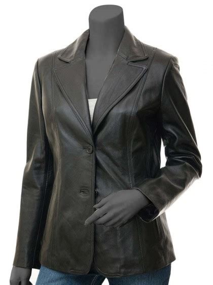 Womens Leather Blazer Jacket | Black Coat