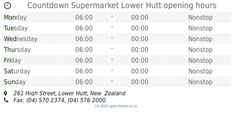 Countdown Supermarket Lower Hutt opening hours (2019 update)