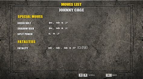 Mortal Kombat Characters Moves List