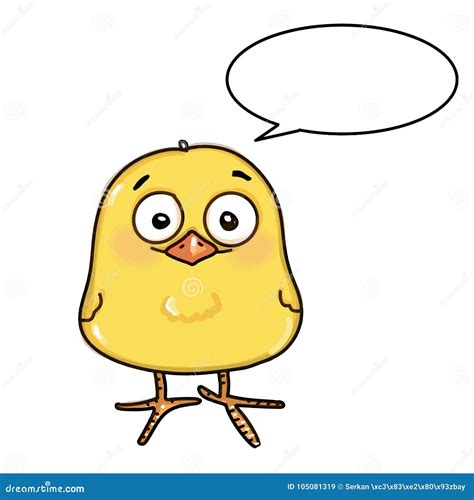 Cute Yellow Chick Speaking Drawing Illustration White Background Stock ...