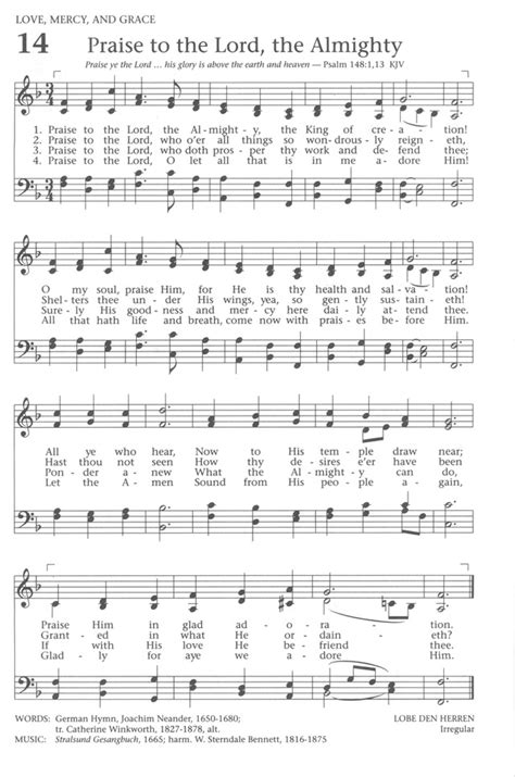 Baptist Hymnal 1991 14. Praise to the Lord, the Almighty, the King of creation! - Hymnary.org