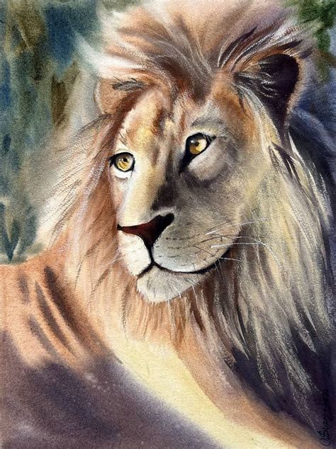 Leo. Original Watercolor Lion Painting. Drawing by Oksana Suprun ...