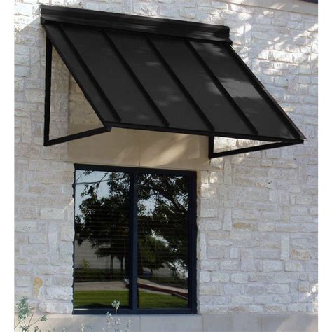 Beauty-Mark 3 ft. Houstonian Metal Standing Seam Awning (24 in. H x 36 in. D) in Black-H23-3K ...