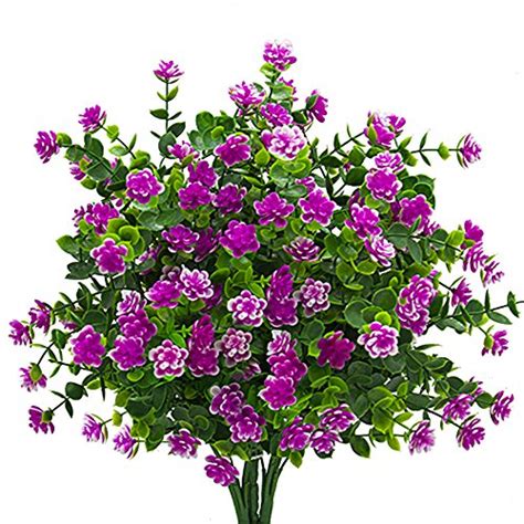 Artificial Flowers, Fake Outdoor UV Resistant Plants Faux Plastic ...