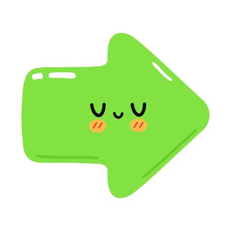 Cute funny green arrow icon. Vector hand drawn cartoon kawaii character illustration icon ...