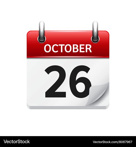 October 26 flat daily calendar icon date Vector Image