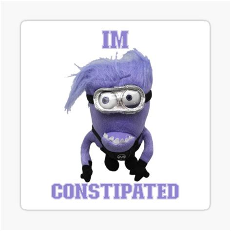 "purple minion im constipated" Sticker by joshmillage | Redbubble