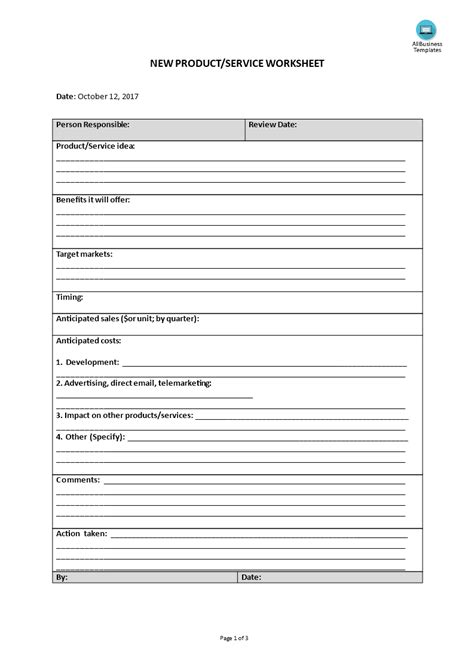 Marketing Worksheet New Product - How to make a Marketing campaign ...