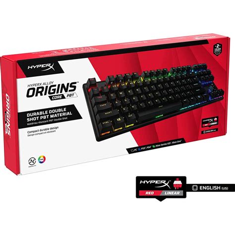 HyperX Alloy Origins Core PBT Mechanical PBT Keycaps RGB Body Aluminum HyperX Linear Red Switch ...