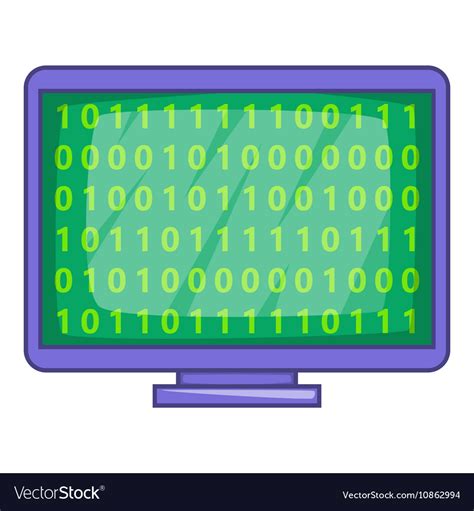 Binary code on screen icon cartoon style Vector Image