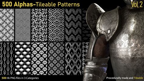 ArtStation - 500 Alphas-Tileable Patterns-Vol2 | Brushes