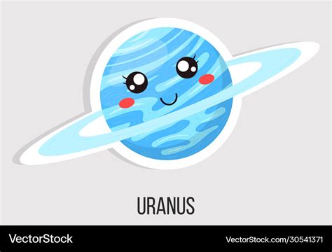 Cartoon cute uranus planet isolated on white Vector Image