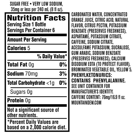 Mountain Dew Nutrition Facts | Blog Dandk