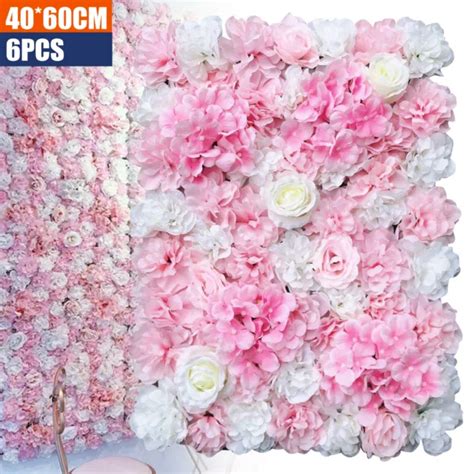 6 PACK PREMIUM Flower Wall Panels Backdrop Artificial Silk Flower Rose ...