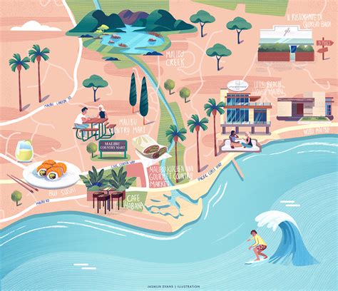 Illustrated map of Malibu | Behance