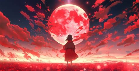 Wallpaper a world full of red, moon, anime desktop wallpaper, hd, site ...