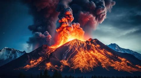 Premium AI Image | a volcano erupting with smoke and fire