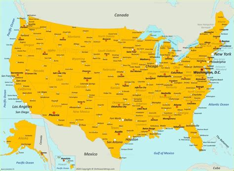 Map of U.S. with Cities - Ontheworldmap.com