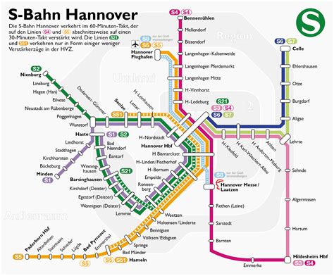 Stadtbahn: Hanover metro map, Germany