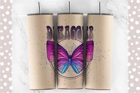 "DREAMER" Purple Butterfly Tumbler PNG Graphic by Digitari · Creative ...
