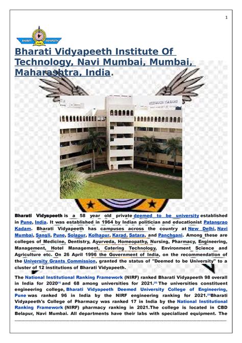 Bharati Vidyapeeth College of Engineering - 1 Bharati Vidyapeeth ...