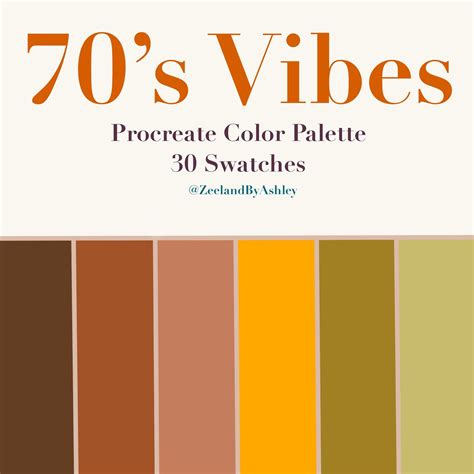 Vintage 70s Procreate Color Palette, 30 Swatches, for Ipad, Instant ...