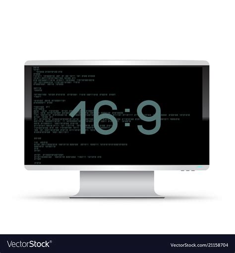 16 to 9 monitor white background Royalty Free Vector Image