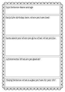 Autobiography Graphic Organizer by Miss Martin on the Go | TpT