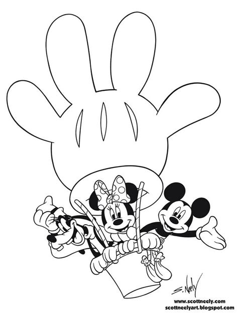 Mickey Mouse With Balloons Coloring Pages - Coloring and Drawing