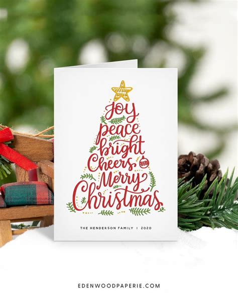 Folded Christmas Card Template 5x7 Happy Holidays | Etsy