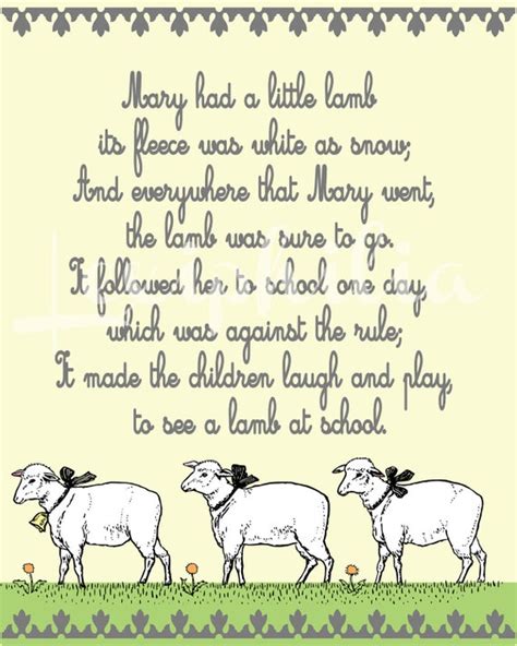 Nursery Rhyme Mary had a little lamb Nursery Art by Lexiphilia