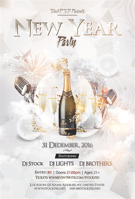 New Year Eve Party – PSD Free NYE Flyer Template | New year's eve flyer ...