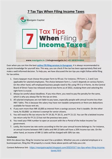 PPT - Best 7 Tax Tips When Filing Income Taxes PowerPoint Presentation ...