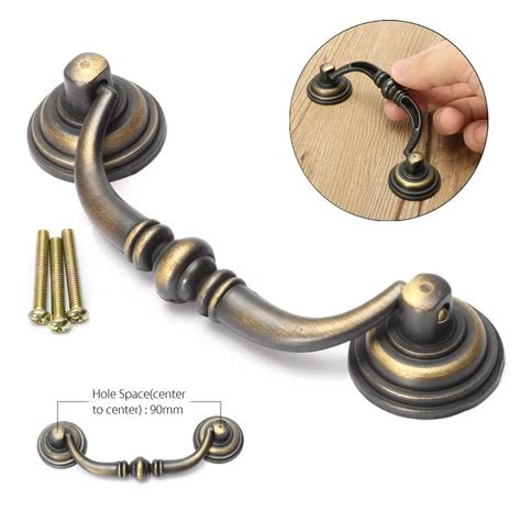 12cm 3.5'' Vintage Style Dresser Pulls Knobs Drawer Furniture Pull Handles Drop Bail Pulls ...