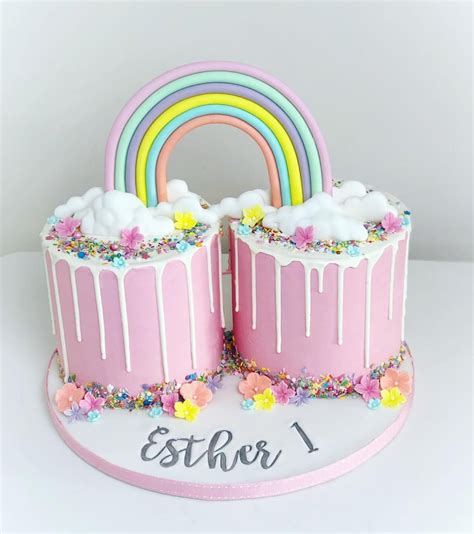 When one cake isn’t enough 😍😍😍 rainbow and clouds made from the one and only modelling paste ...