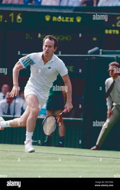 American tennis player John McEnroe, Wimbledon, UK 1980s Stock Photo ...