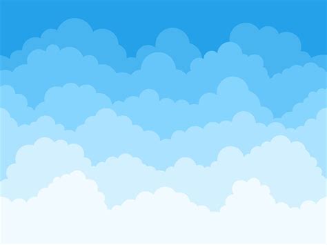 Cartoon sky clouds background. Fluffy clouds in blue sky, cloudscape s By WinWin_artlab ...