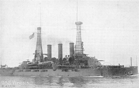 USS Virginia BB-13 US Navy pre-dreadnought battleship antique pc ZD549486 - Mary L. Martin Ltd ...