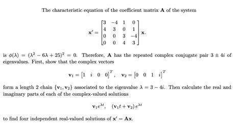 Solved The characteristic equation of the coefficient matrix | Chegg.com