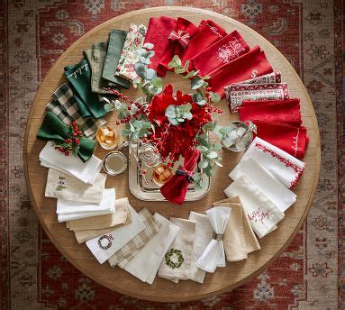 Christmas in the Country Embroidered Cotton/Linen Napkins - Set of 4 ...